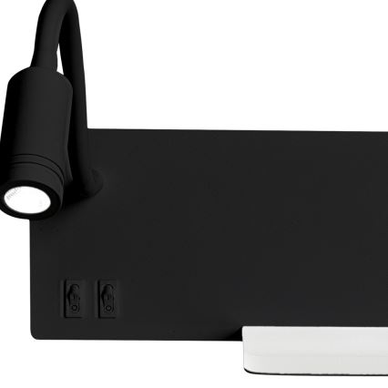 LED Stenska svetilka SHELF 1xLED/4W+1xLED/5W+1xLED/2W/230V črna