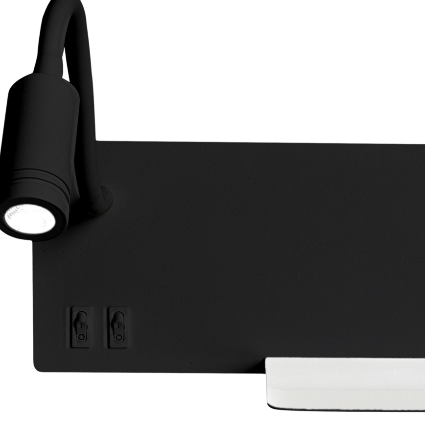 LED Stenska svetilka SHELF 1xLED/4W+1xLED/5W+1xLED/2W/230V črna