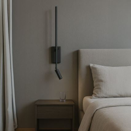 LED stenska svetilka TORCH LED/6W/230V + LED/3W črna