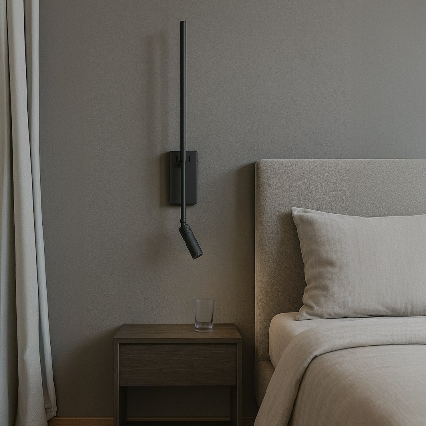 LED stenska svetilka TORCH LED/6W/230V + LED/3W črna