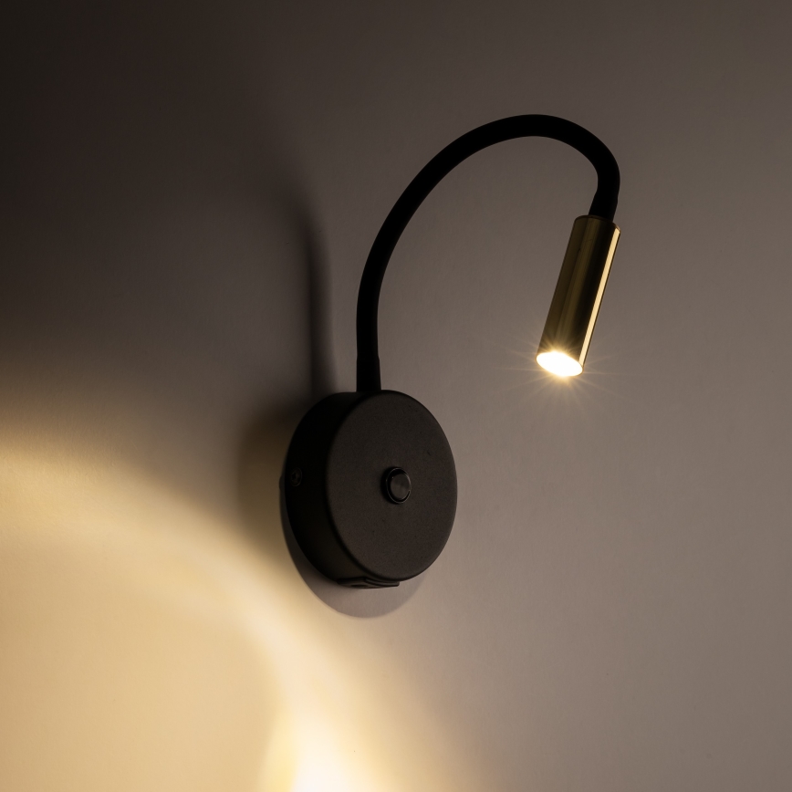 LED Stenska svetilka z USB port LAGOS 1xG9/3W/5V 4000K črna/zlata