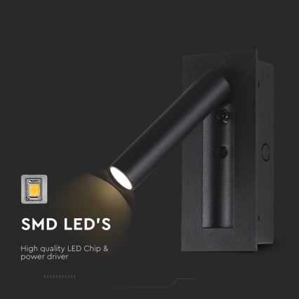 LED stenska točkovna svetilka LED/2W/230V 3000K črna