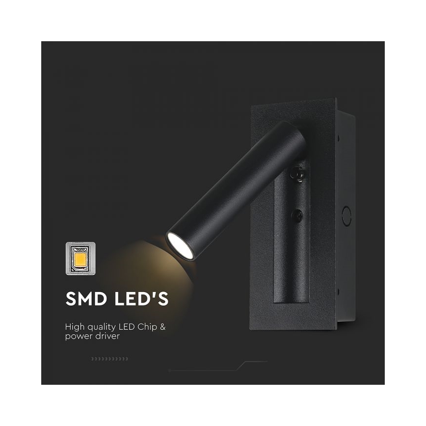 LED stenska točkovna svetilka LED/2W/230V 3000K črna