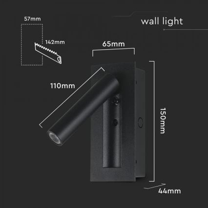 LED stenska točkovna svetilka LED/2W/230V 3000K črna