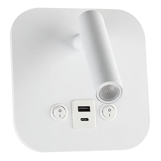 LED stenska točkovna svetilka z USB priključkom LED/8W/230V 3000K bela