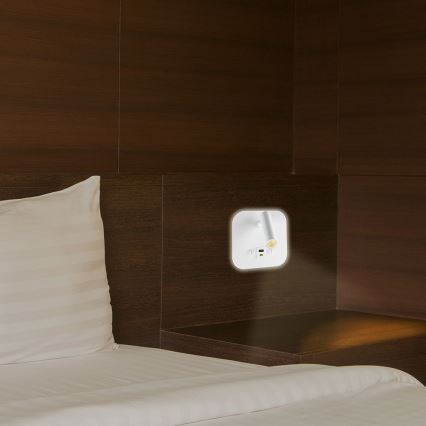 LED stenska točkovna svetilka z USB priključkom LED/8W/230V 3000K bela