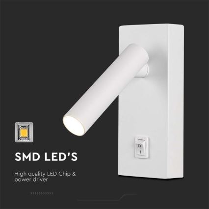 LED Stenski reflektor LED/2W/230V 4000K bela