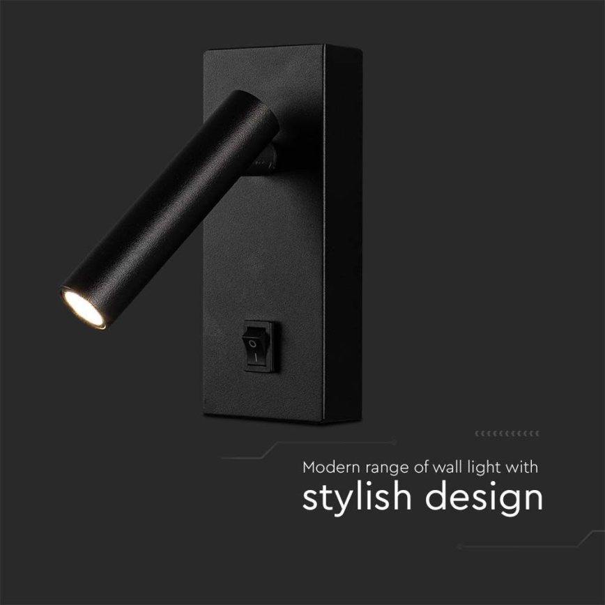 LED Stenski reflektor LED/2W/230V 4000K črna