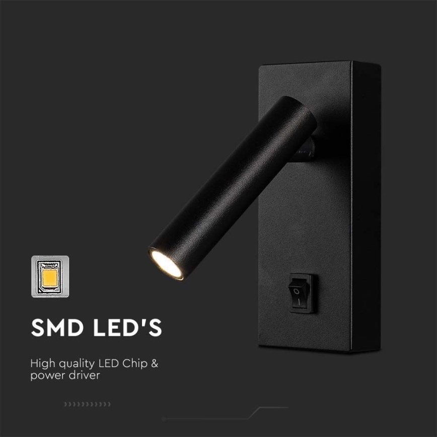 LED Stenski reflektor LED/2W/230V 4000K črna