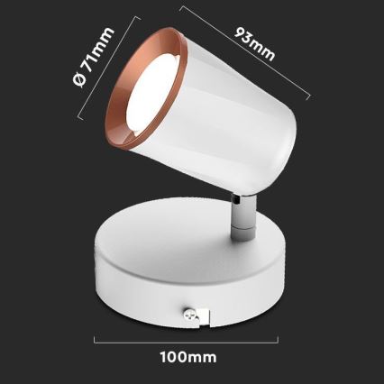 LED Stenski reflektor LED/5W/230V 3000K bela