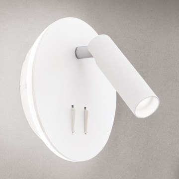 LED Stenski reflektor LENNY LED/6W/230V + LED/3W bela