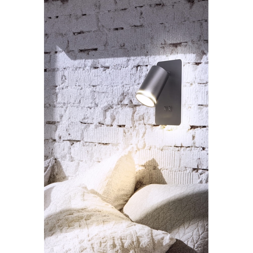 LED Stenski reflektor PARIZ 1xGU10/10W/230V + LED/6W/230V črna