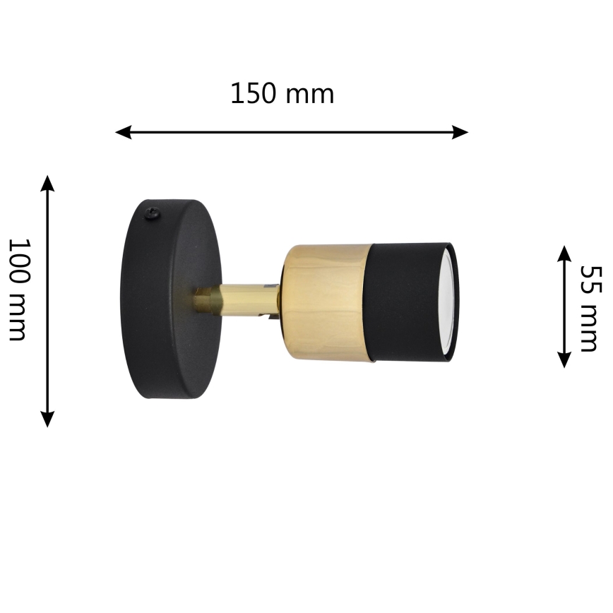 LED Stenski reflektor TUBSSON 1xGU10/4,8W/230V črna/zlata