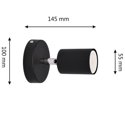 LED Stenski reflektor TUNE 1xGU10/4,8W/230V črna