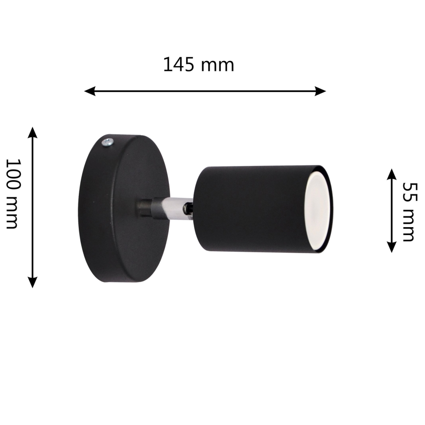 LED Stenski reflektor TUNE 1xGU10/4,8W/230V črna