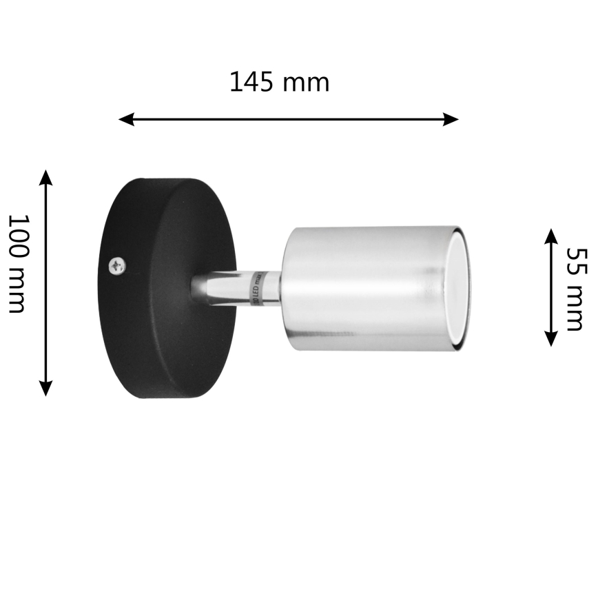 LED Stenski reflektor TUNE 1xGU10/4,8W/230V mat krom/črna