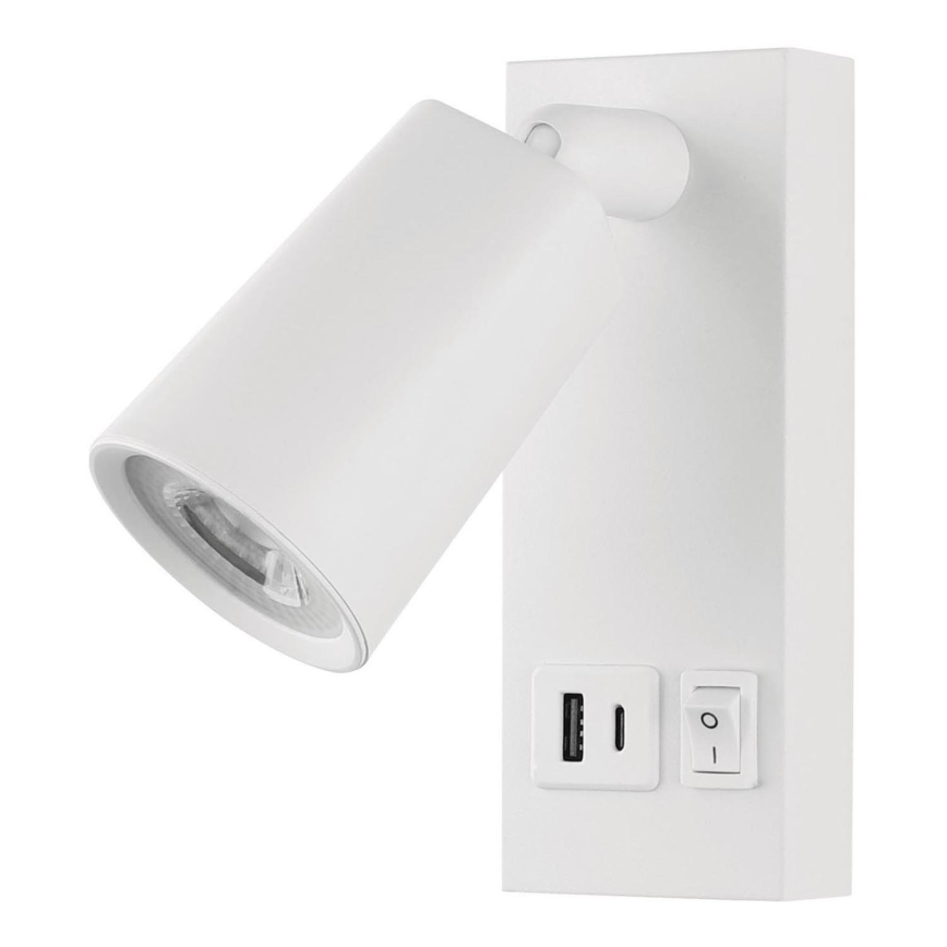 LED Stenski reflektor z USB LED/5W/230V črna