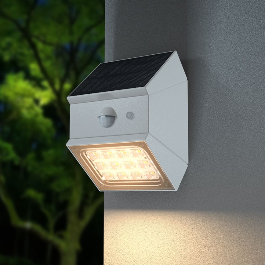LED stensko solarno svetilo s senzorjem LED/2,5W/3,7V 3000/4000/6000K IP65 1200 mAh bela