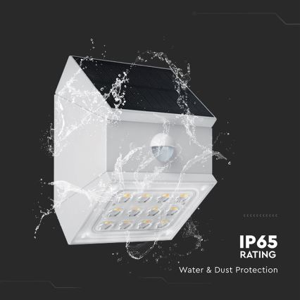 LED stensko solarno svetilo s senzorjem LED/2,5W/3,7V 3000/4000/6000K IP65 1200 mAh bela