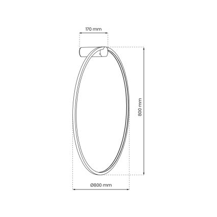 LED stensko svetilo SATURNO LED/46W/230V Ø 80 cm IP44 črna