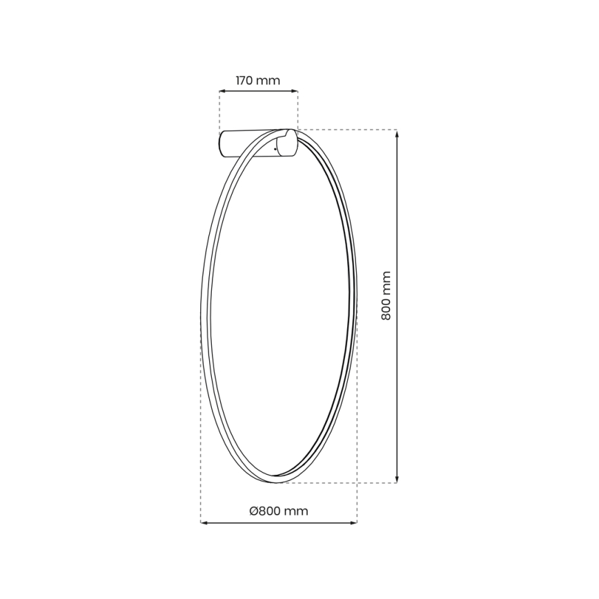 LED stensko svetilo SATURNO LED/46W/230V Ø 80 cm IP44 črna