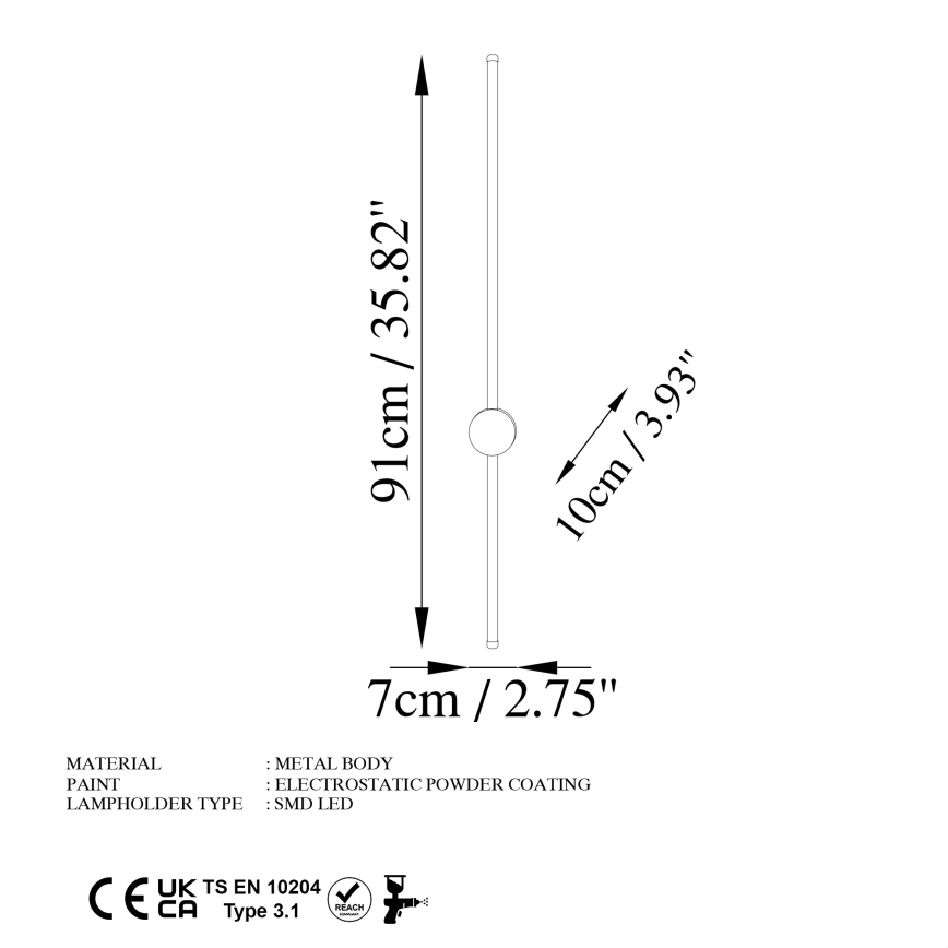 LED stensko svetilo SWORD LED/13W/230V 3000K matno zlato