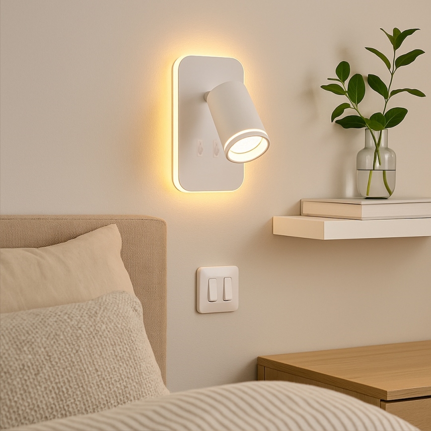 LED stensko točkovno svetilo PIPE 1xGU10/10W/230V + LED/6W bela