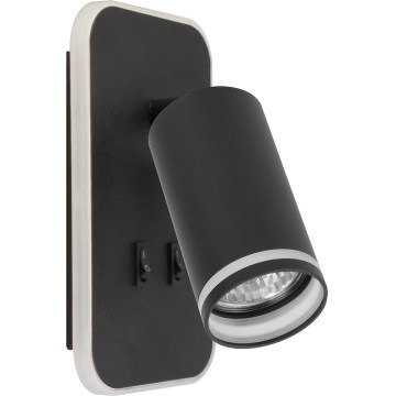 LED stensko točkovno svetilo PIPE 1xGU10/10W/230V + LED/6W črno