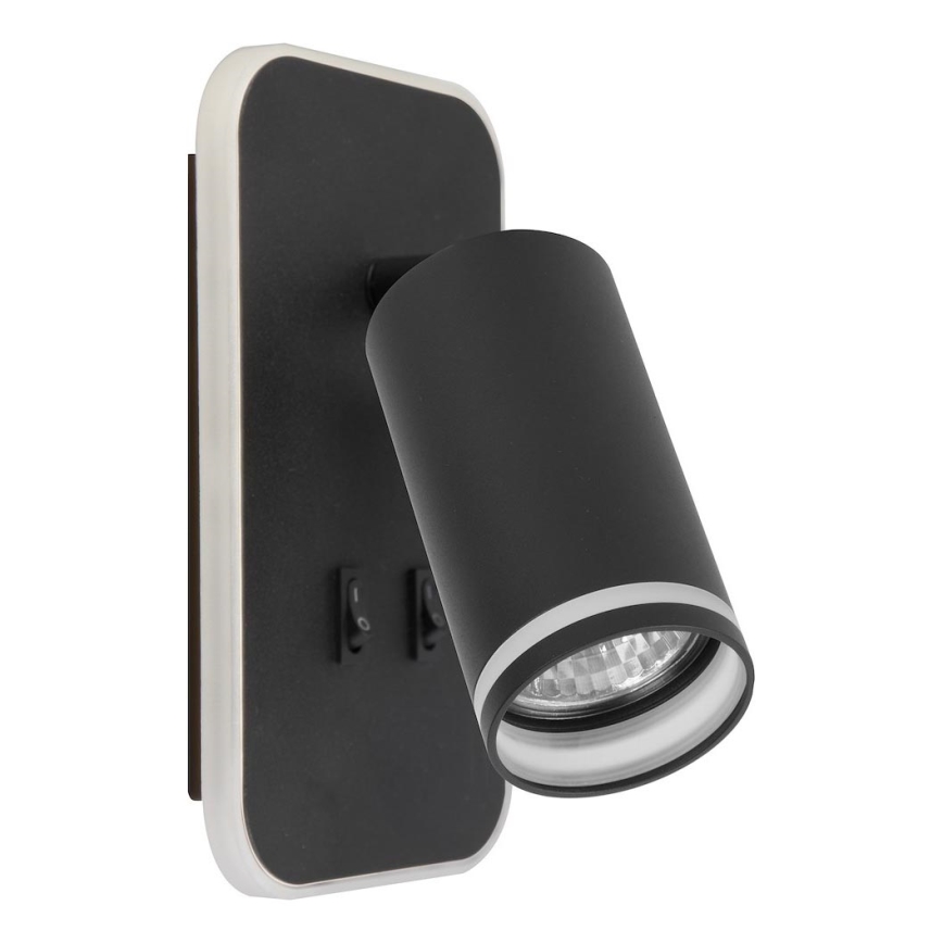 LED stensko točkovno svetilo PIPE 1xGU10/10W/230V + LED/6W črno