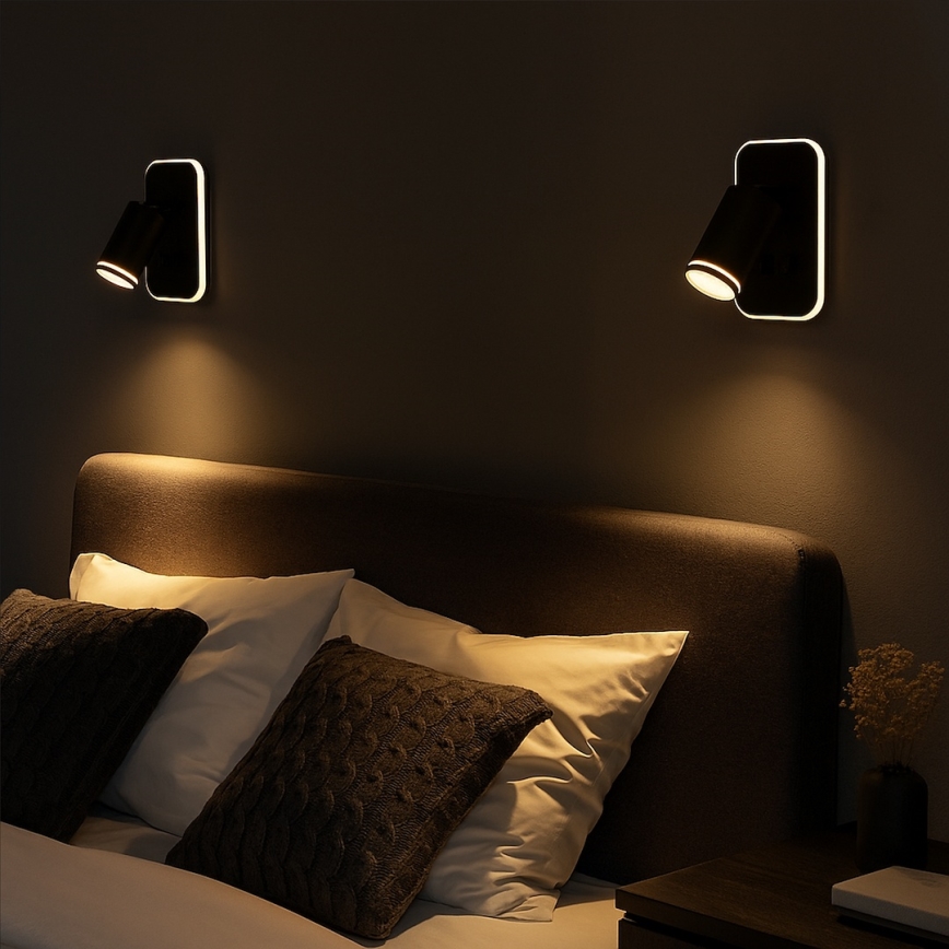 LED stensko točkovno svetilo PIPE 1xGU10/10W/230V + LED/6W črno