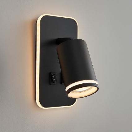 LED stensko točkovno svetilo PIPE 1xGU10/10W/230V + LED/6W črno