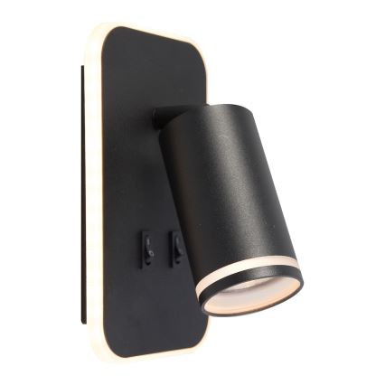 LED stensko točkovno svetilo PIPE 1xGU10/10W/230V + LED/6W črno