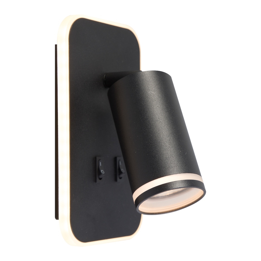 LED stensko točkovno svetilo PIPE 1xGU10/10W/230V + LED/6W črno
