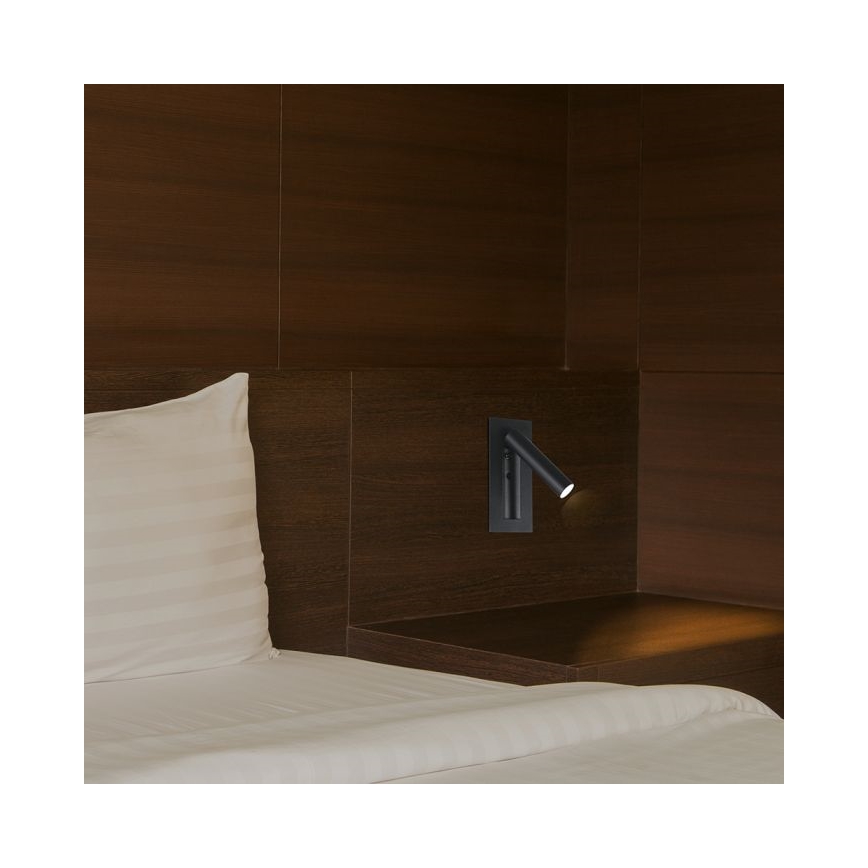 LED stensko usmerjeno svetilo LED/2W/230V 3000K črno