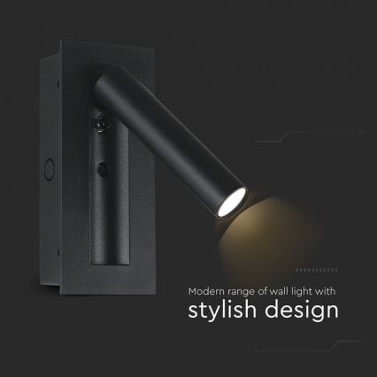 LED stensko usmerjeno svetilo LED/2W/230V 3000K črno