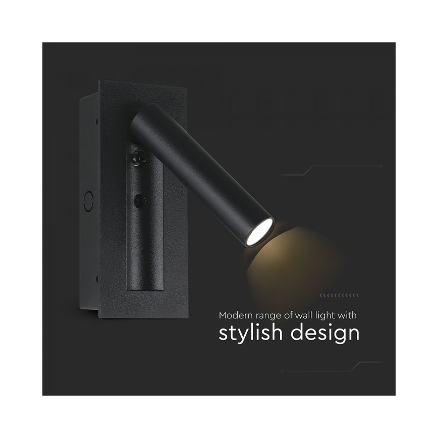 LED stensko usmerjeno svetilo LED/2W/230V 3000K črno