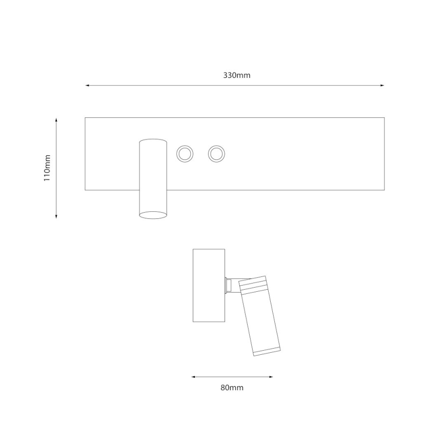 LED stensko usmerjeno svetilo RESORT LED/10W/230V + LED/3W belo levo