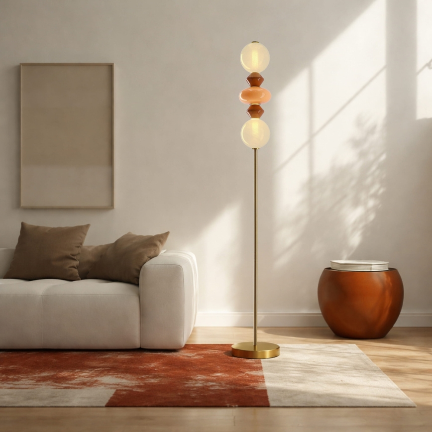 LED stoječa svetilka FLORES LED/15W/230V zlata/oranžna/rjava