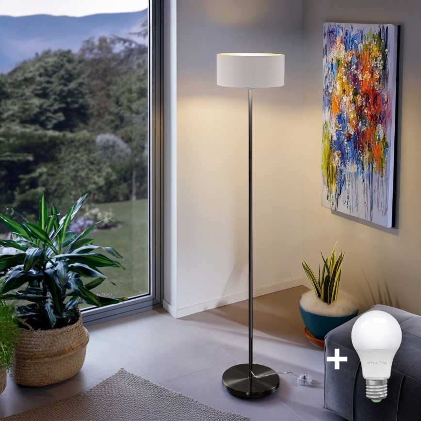 LED stoječa svetilka TUNJA 1xE27/20W/230V, premer 30 cm, črna/bela