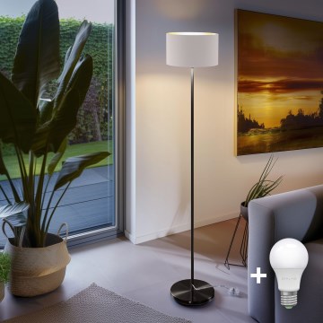 LED stoječa svetilka TUNJA 1xE27/20W/230V premer 30 cm črna/bela
