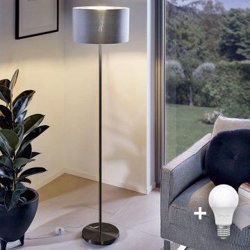 LED stoječa svetilka TUNJA 1xE27/20W/230V, premer 30 cm, črna/siva