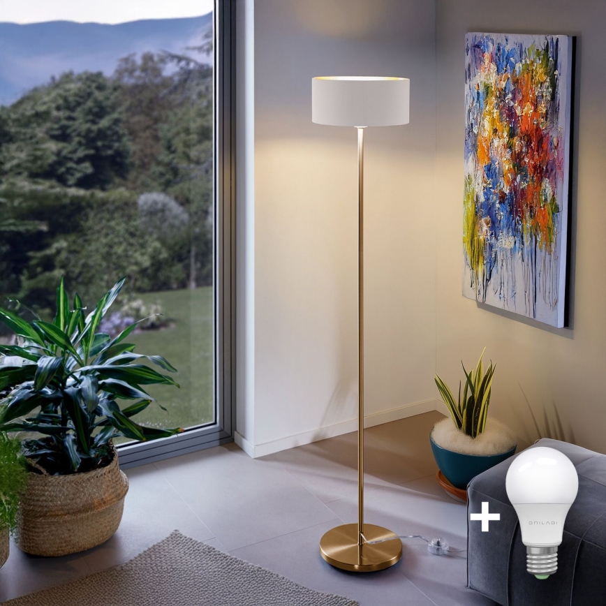 LED stoječa svetilka TUNJA 1xE27/20W/230V, premer 30 cm, zlata/bela