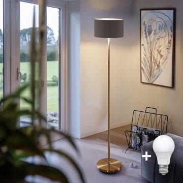 LED stoječa svetilka TUNJA 1xE27/20W/230V, premer 30 cm, zlata/taupe