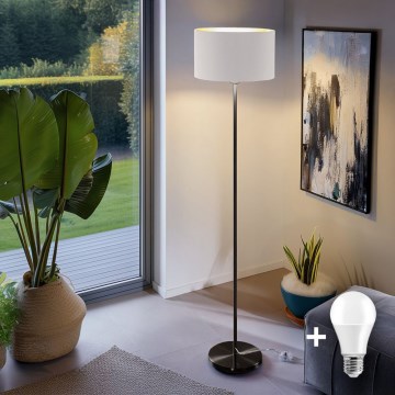 LED stoječa svetilka TUNJA 1xE27/20W/230V, premer 38 cm, črna/bela