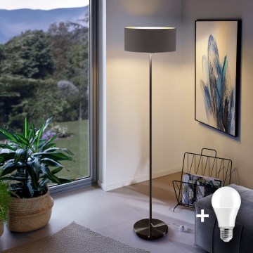 LED stoječa svetilka TUNJA 1xE27/20W/230V, premer 38 cm, črna/rjava
