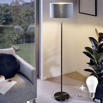 LED stoječa svetilka TUNJA 1xE27/20W/230V premer 38 cm črna/siva