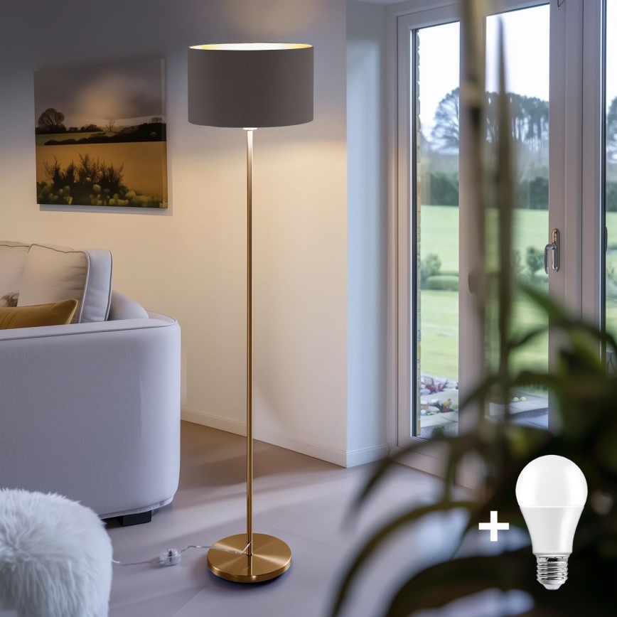 LED stoječa svetilka TUNJA 1xE27/20W/230V premer 38 cm zlata/rjava