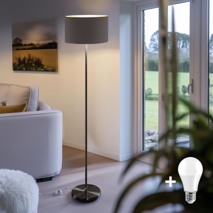 LED stoječa svetilka TUNJA 1xE27/20W/230V Ø 38 cm črna/rjava