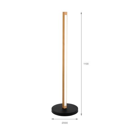 LED stoječa svetilka VERDE LED/18W/230V 3000K hrast/črna