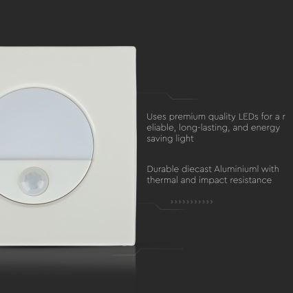 LED Stopniščna luč s senzorjem gibanja LED/3W/230V 4000K bela